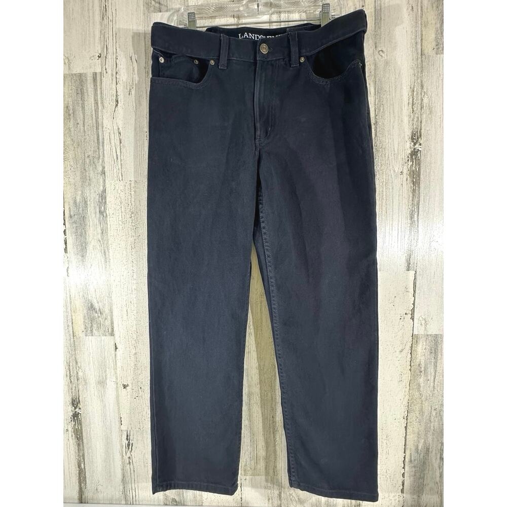 Lands End Mens Denim Jeans Size 36x29‎ Black Traditional Fit Rigid Heavyweight